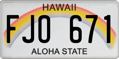 HI license plate FJO671