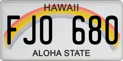 HI license plate FJO680