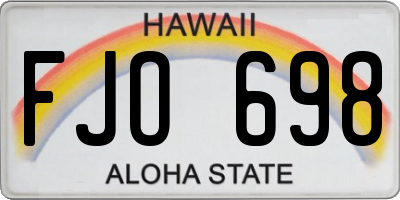 HI license plate FJO698