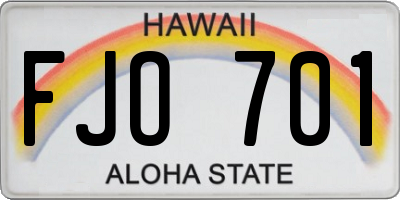 HI license plate FJO701