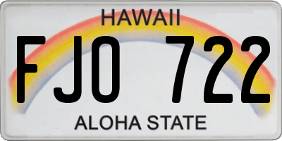 HI license plate FJO722