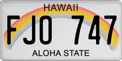 HI license plate FJO747