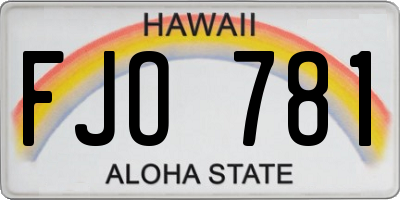 HI license plate FJO781