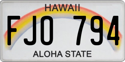 HI license plate FJO794