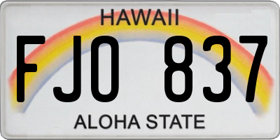 HI license plate FJO837