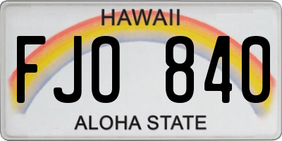 HI license plate FJO840