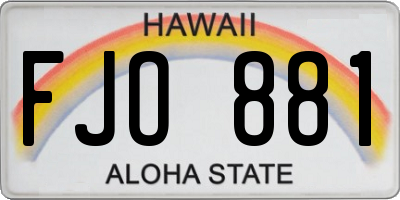 HI license plate FJO881