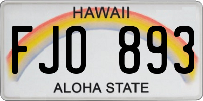 HI license plate FJO893