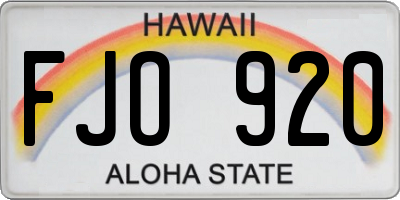 HI license plate FJO920