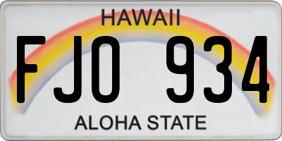 HI license plate FJO934