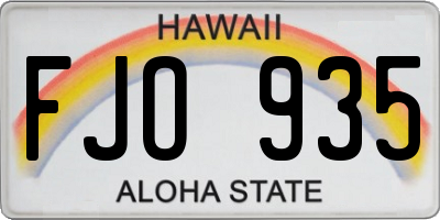 HI license plate FJO935