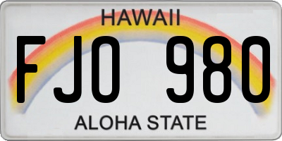 HI license plate FJO980