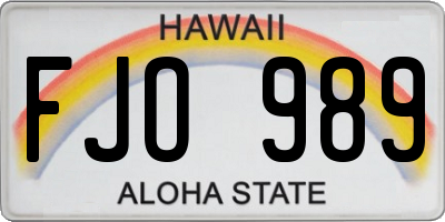 HI license plate FJO989