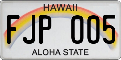 HI license plate FJP005