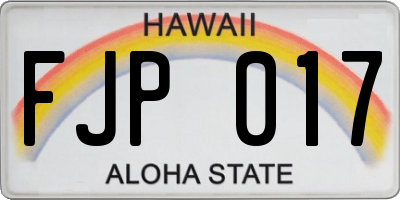 HI license plate FJP017