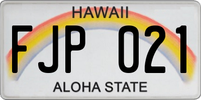 HI license plate FJP021