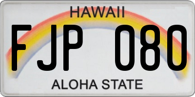 HI license plate FJP080