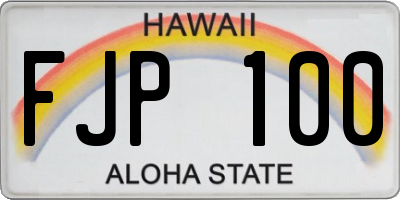 HI license plate FJP100
