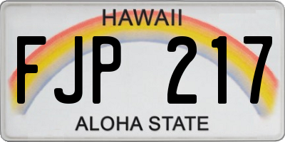 HI license plate FJP217