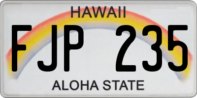 HI license plate FJP235