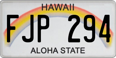 HI license plate FJP294