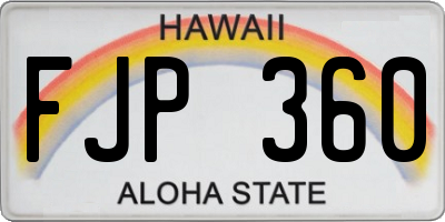 HI license plate FJP360