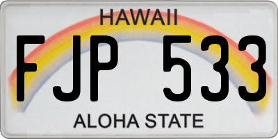 HI license plate FJP533