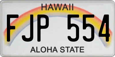 HI license plate FJP554