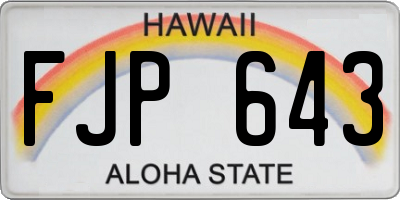 HI license plate FJP643