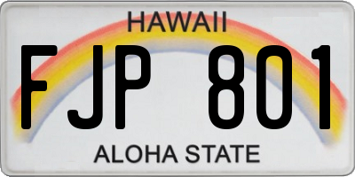 HI license plate FJP801