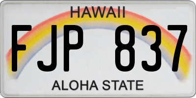 HI license plate FJP837
