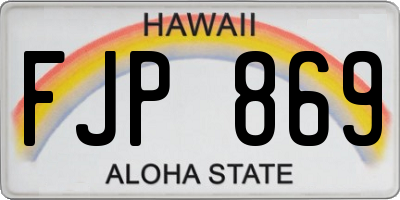 HI license plate FJP869
