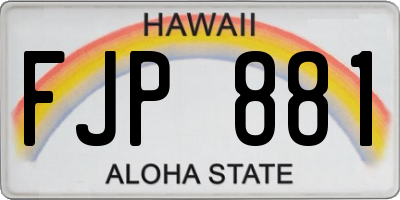 HI license plate FJP881