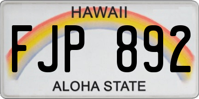 HI license plate FJP892