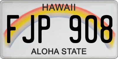 HI license plate FJP908