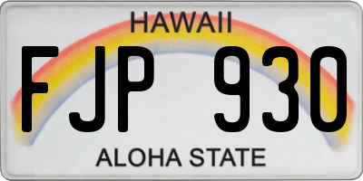 HI license plate FJP930