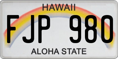 HI license plate FJP980