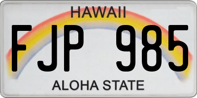 HI license plate FJP985