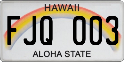 HI license plate FJQ003