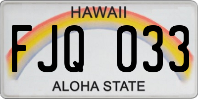 HI license plate FJQ033
