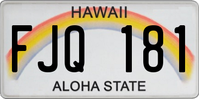 HI license plate FJQ181