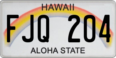 HI license plate FJQ204