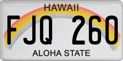 HI license plate FJQ260