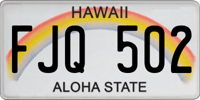 HI license plate FJQ502