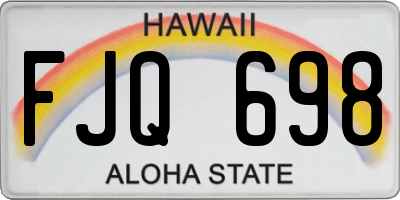 HI license plate FJQ698