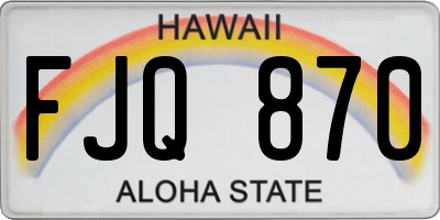 HI license plate FJQ870