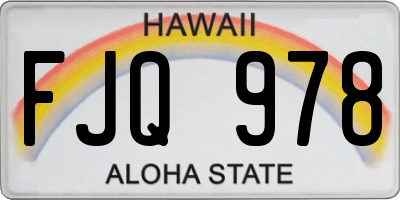 HI license plate FJQ978