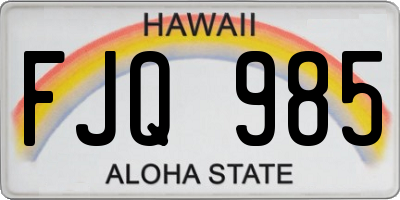 HI license plate FJQ985