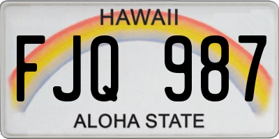 HI license plate FJQ987