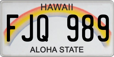 HI license plate FJQ989
